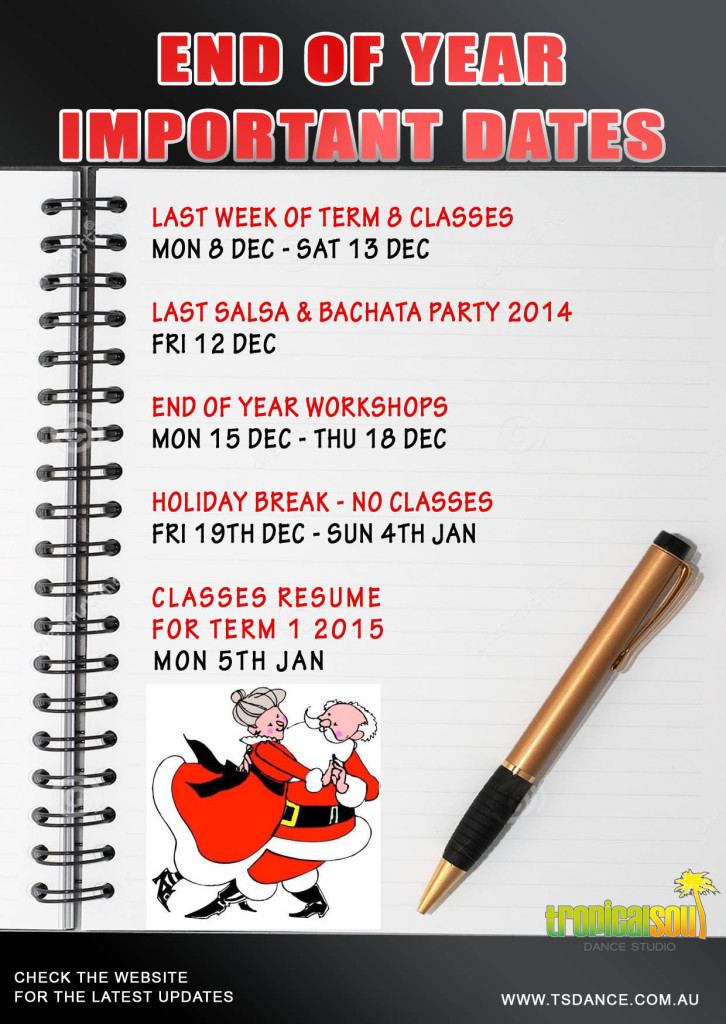 Xmas 2014 Important dates poster