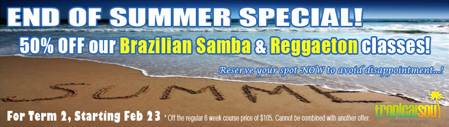 End Of Summer Special! 50% OFF Brazilian Samba & Reggaeton Classes