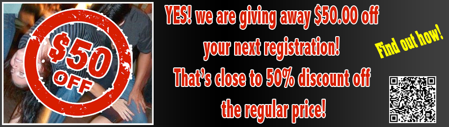 GET $50.00 OFF your next registration!