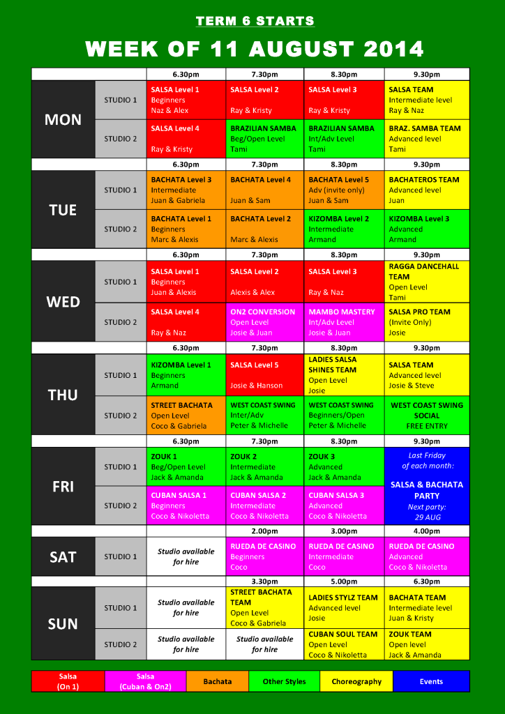 TIMETABLE 2014 - Term 6